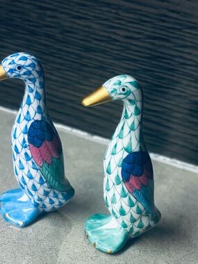 Ceramic Decorative Bird Figurine - Teal and Blue